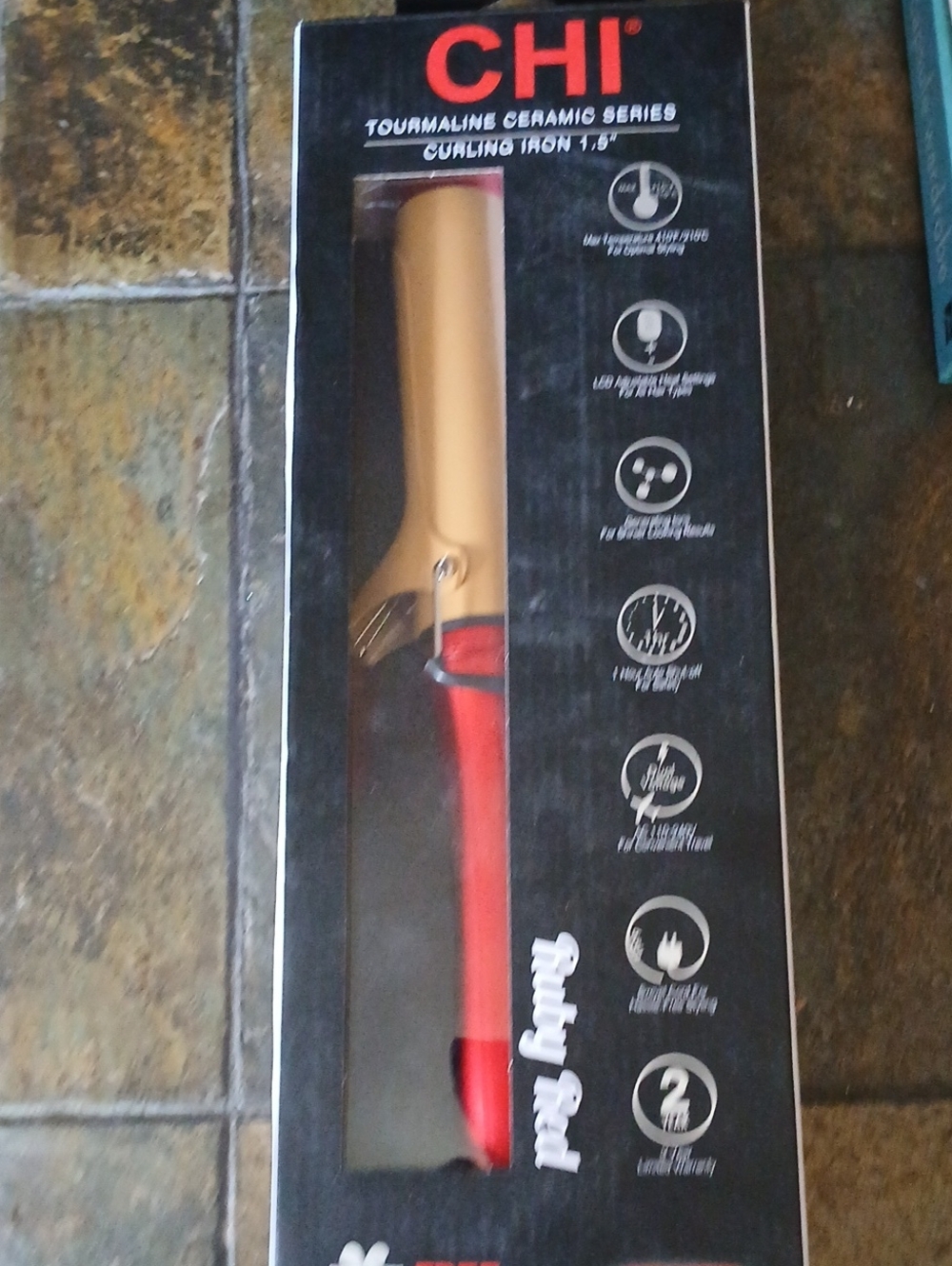 chic CHI Tourmaline Ceramic Curling Iron in Gold and Red.     D